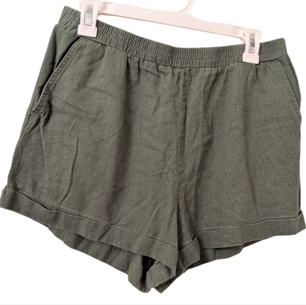 Forever21 Olive Green Linen Shorts Size Large